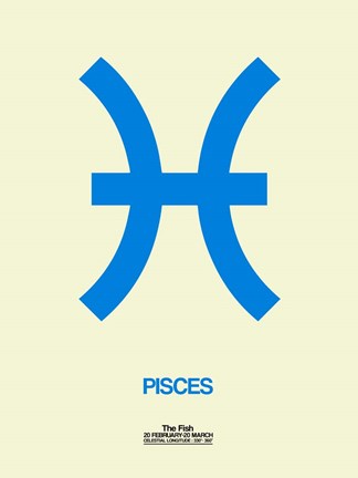 Framed Pisces Zodiac Sign Blue Print