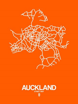 Framed Auckland Street Map Orange Print