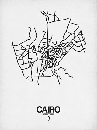 Framed Cairo Street Map White Print