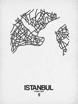 Framed Istanbul Street Map White Print