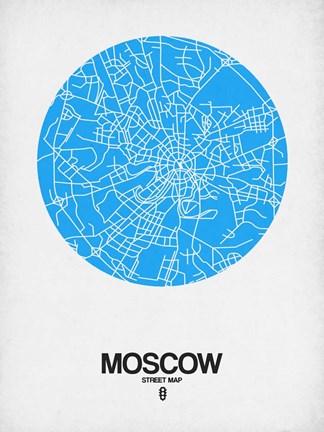 Framed Moscow Street Map Blue Print