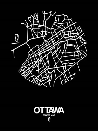 Framed Ottawa Street Map Black Print
