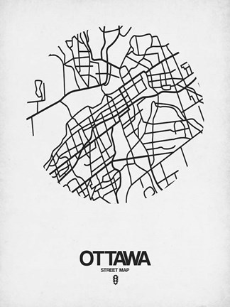Framed Ottawa Street Map White Print