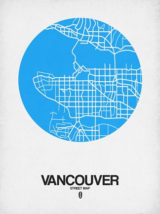 Framed Vancouver Street Map Blue Print