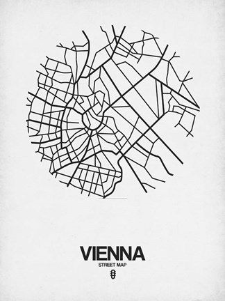 Framed Vienna Street Map White Print