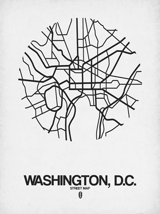 Framed Washington DC  Street Map White Print