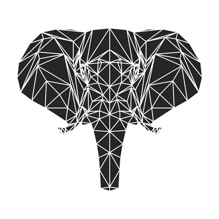 Framed Black Elephant Polygon Print