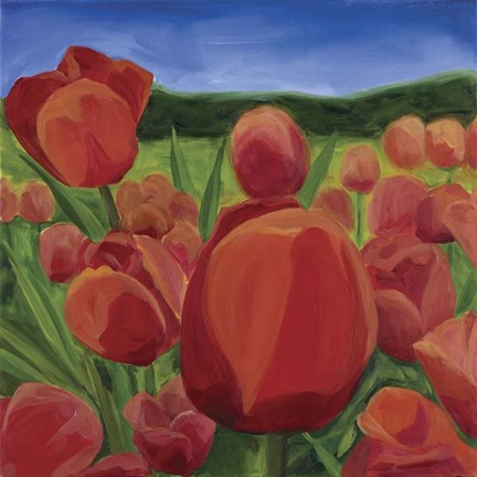 Framed Tulips In Meadow Print