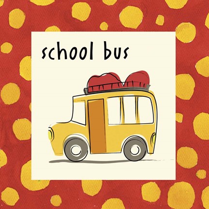 Framed School Bus with Border Print