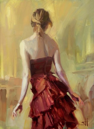 Framed Girl in A Copper Dress 1 Print
