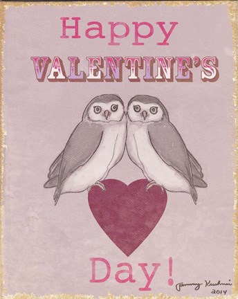 Framed Valentine&#39;s Day Owls Print