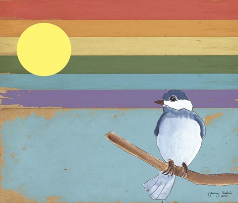 Framed Rainbow And Bird Print