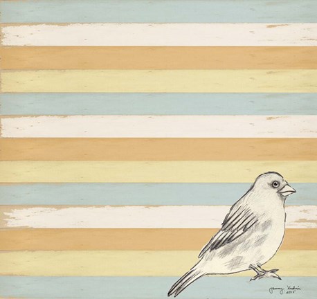 Framed Bird Stripes Print