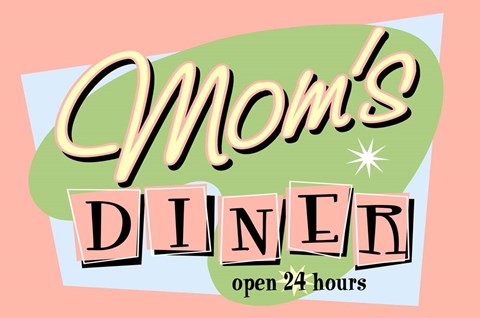Framed Moms Diner Retro Pink Print