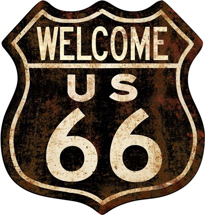 Framed Route 66 Distressed Welcome Print