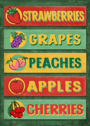 Framed Farm Stand Board - Fruit Print