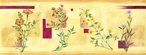 Framed Pink Flower on Yellow Panel Print