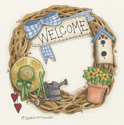 Framed Welcome Wreath Print