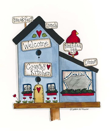 Framed Country Kitchen Birdhouse Print