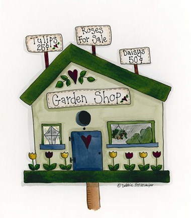 Framed Garden Shop Birdhouse Print