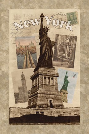 Framed Postcards from New York Print