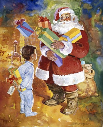 Framed Santa Bearing Gifts Print