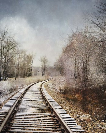 Framed Snow On The Tracks Print