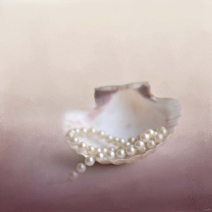 Framed Pearls On A Shell Print