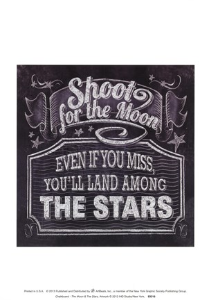 Framed Chalkboard - The Moon &amp; The Stars Print