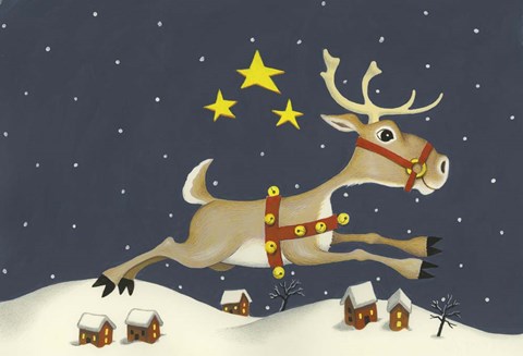 Framed Santa&#39;s Reindeer Print