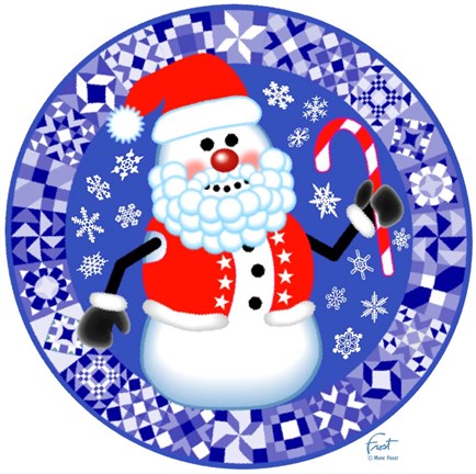 Framed Snowman Santa Quilt Print