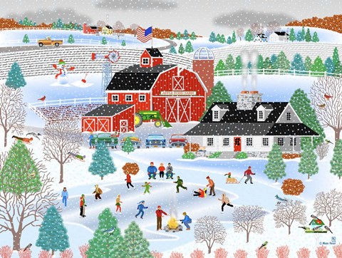 Framed Apple Pond Farm Winter Print