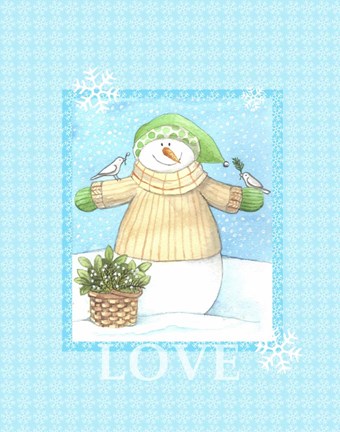 Framed Snowman Dove Love Print