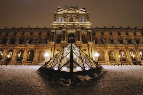 Framed Louvre at Night Print