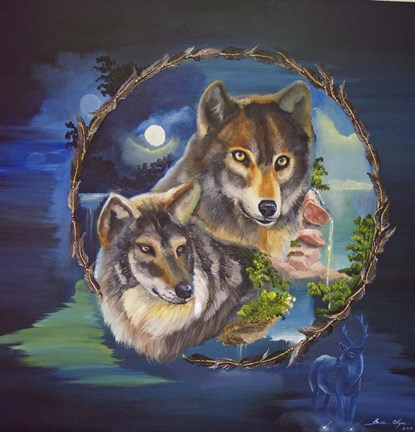 Framed Magical Wolves Print