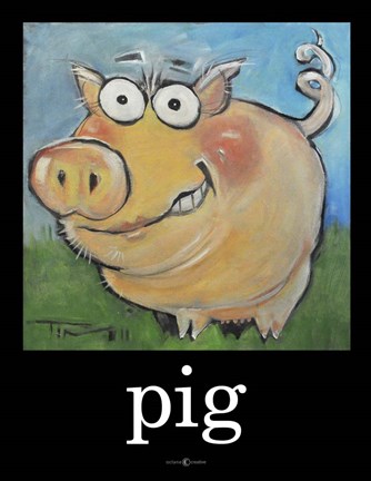 Framed Pig Poster Print
