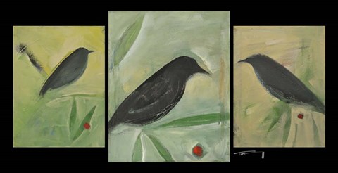 Framed Birds And Berries Triptych Print