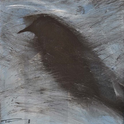 Framed Blackbird In Wind Print