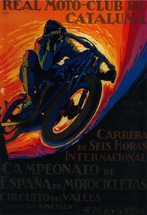 Framed Real Moto Club de Cataluna Print