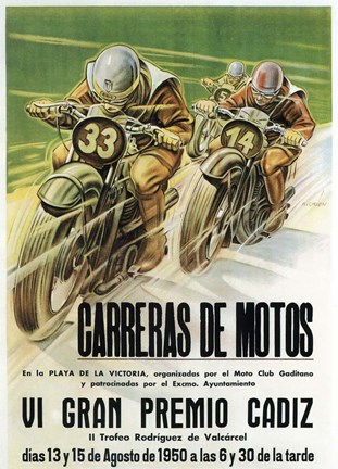 Framed Carreras de Motos Print