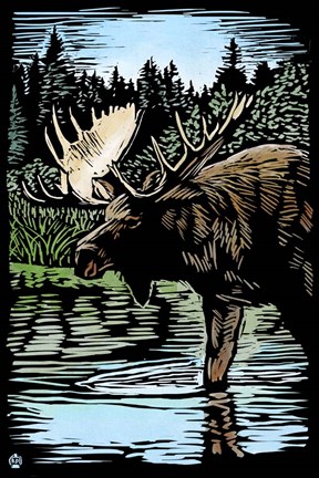 Framed Moose 5 Print