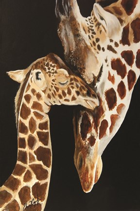 Framed Giraffes First Kiss Print