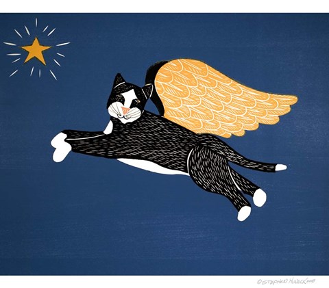 Framed Angel Cat Print