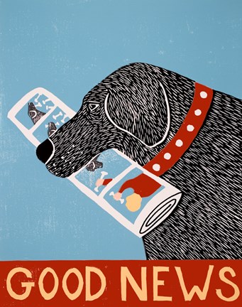 Framed Good News Dog Black Print