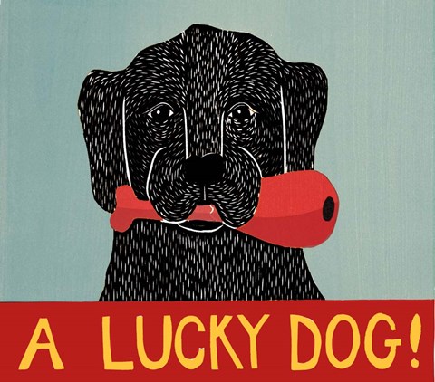 Framed Lucky  Dog Black Print