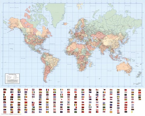 Framed World Map - Political Print