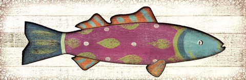 Framed Folk Art Fish I Print