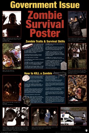 Framed Government Issued Zombie Survival Poster Print