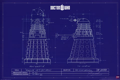 Framed Doctor Who - Dalek Blue Print Print