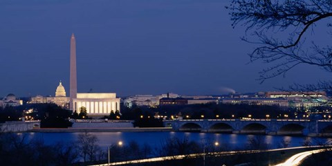 Framed Washington Monument, Lincoln Memorial, Capitol Building, Washington DC Print